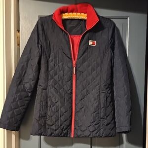 Tommy Hilfiger Quilted Puffer Jacket Lightweight Coat Small Blue Red Outerwear